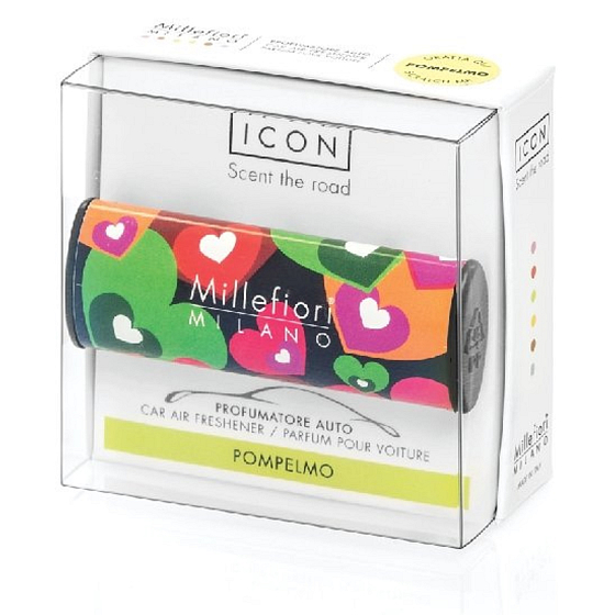 Millefiori Milano Icon Pompelmo - Grapefruit car fragrance Cuori & Fiori smells up to 2 months 47 g