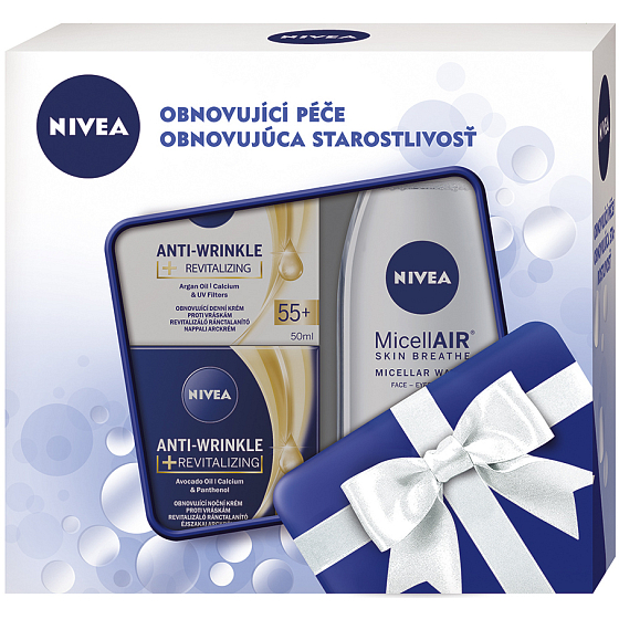 Nivea Soothing Micellar Water 200 ml + Anti-Wrinkle + Revitalizing 55+ Day Cream 50 ml + Anti-Wrinkle + Revitalizing 55+ Night Cream 50 ml, cosmetic set