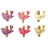 Wooden birds with a peg 4 cm, 6 pieces