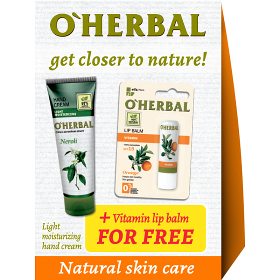 About Herbal Neroli Light Moisturizing Hand Cream 30 ml + Orange SPF 15 Lip Balm 4.8g Cosmetic Set