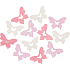 Butterfly wooden beige, pink, light purple 4 cm, 12 pieces
