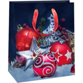 Ditipo Gift paper bag 18 x 10 x 22.7 cm Glitter Christmas dark - red decorations