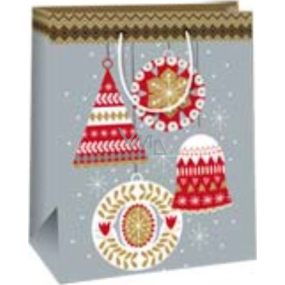 Ditipo Gift paper bag 18 x 10 x 22.7 cm Christmas silver - red and white decorations