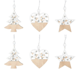 Wooden hanging ornament 6 cm 6 pieces