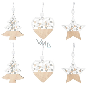 Wooden decoration for hanging 6 cm 6 pieces