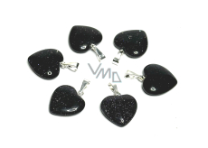 Goldstone Blue Avanturine Heart Pendant, 15 mm, stone of ambition