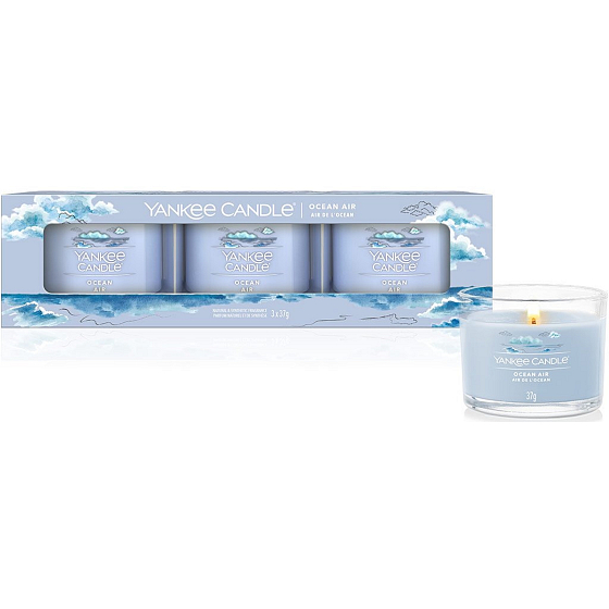 Yankee Candle Ocean Air scented votive candle in glass 3 x 37 g, gift set