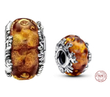 Charm Sterling silver 925 Disney lion king - orange Murano glass bead on bracelet film