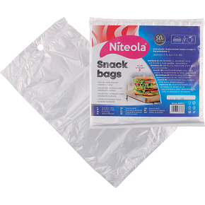 Niteola Snack Bags, HDPE, 16 × 24 cm, thickness 8 µ, clear, 50 pcs