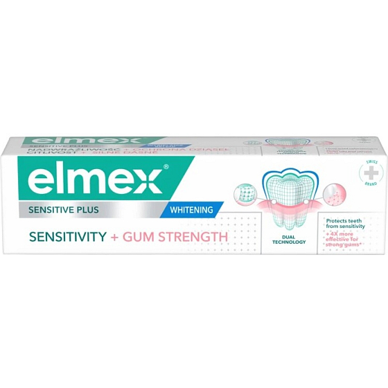 Elmex Sensitive Sensitivity + Gum Strength Whitening toothpaste for sensitive teeth and gums, 75 ml