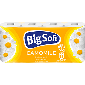 Big Soft Toilet Paper Camomile, 8 Rolls, 16.5 m Roll