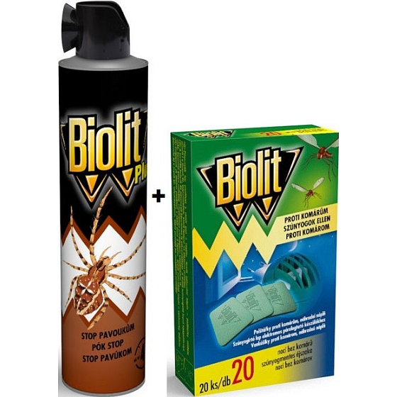 Biolit Plus Stop spiders spray 400 ml + Biolit pads for electric mosquito repellent refill 20 pieces