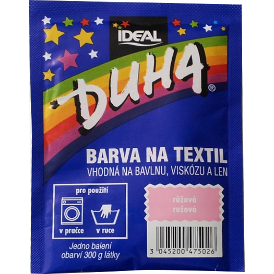 Ideal Duha Pink, fabric dye for cotton, viscose and linen, for 300 g of fabric, 15 g