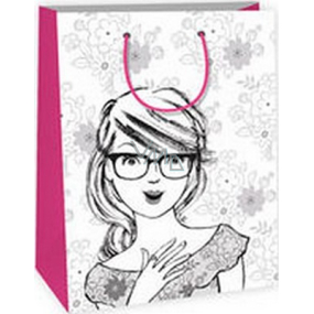 Ditipo Gift paper bag for painting 22 x 10 x 29 cm white girl with glasses Kreativ 40
