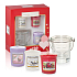 Yankee Candle Valentine's Day 2019 Vanilla - Vanilla + Red Raspberry - Red Raspberry + Sweet Morning Rose - Sweet Morning Rose Votive Candle 3 x 49 g + Glass Bucket Candlestick, Gift Set