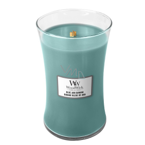 WoodWick Blue Java Banana - Hawaiian banana scented candle with wooden wick and lid glass large 609 g
