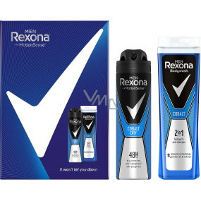Rexona Men Cobalt Dry shower gel 250 ml + antiperspirant deodorant spray 150 ml, cosmetic set for men