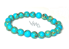 Tyrkenite blue elastic bracelet, ball 8 mm / 16-17 cm, stone of young people, looking for a life goal