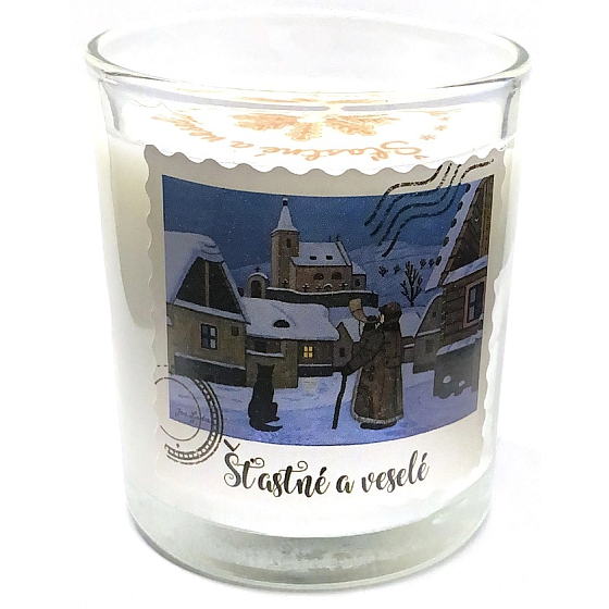 Nekupto Christmas candle Josef Lada Gentleman with dog 7 x 7,5 cm