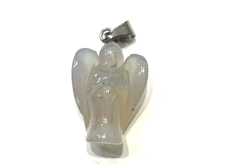 Gray Agate, Light Guardian Angel, Natural Stone Pendant Hand-polished 2 - 2.2 cm