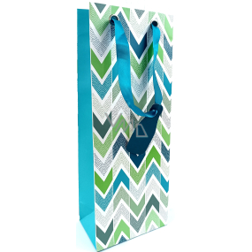 Nekupto Paper gift bag for bottle 12,5 x 32,5 x 8 cm Blue pattern