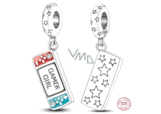 Charm Sterling silver 925 Gamer Girl - Gamer Girl bracelet charm, interests