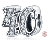 Charm Sterling silver 925 40 anniversary, bead on bracelet