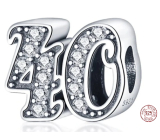Charm Sterling silver 925 40 anniversary, bead on bracelet