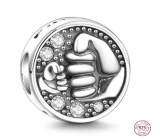 Charm Sterling silver 925 Fist - greeting, bead for friendship bracelet