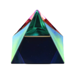 Crystal Glass Pyramid 50mm with Colored Coating - Paperweight, Gift Box