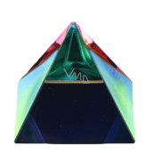 Crystal Glass Pyramid 50mm with Colored Coating - Paperweight, Gift Box