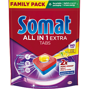 Somat Dishwasher Tablets All in 1 Extra Lemon 140 pcs