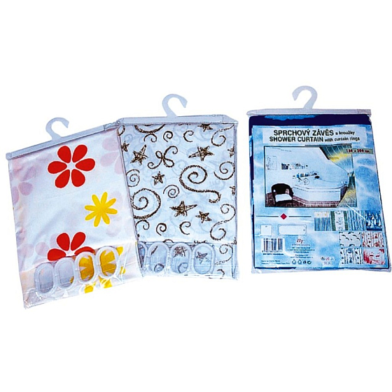 Clanax Shower Curtain with Rings 180 x 200 cm Various Patterns 1 piece