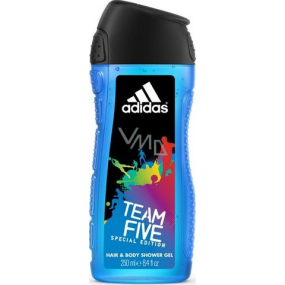 Adidas Team Five 2 in 1 shower gel for body and hair for men 250 ml