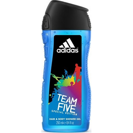 Adidas Team Five 2 in 1 shower gel for body and hair for men 250 ml
