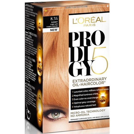 Loreal Paris Prodigy 5 Hair Color 8.34 light blond copper