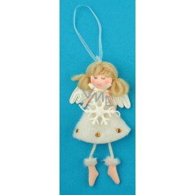 Angel plush cream with feet snowflake for hanging 14 cm