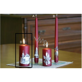 Lima Relief winter candle metal burgundy cylinder 60 x 120 mm 1 piece