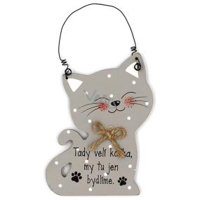 Nekupto Pets wooden sign The cat is in charge here 12 x 8,5 cm