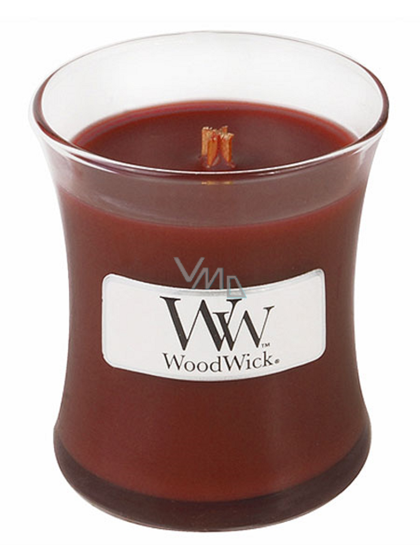 WoodWick Redwood Sandalwood scented candle with wooden wick and glass