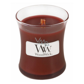 WoodWick Redwood - Sandalwood scented candle with wooden wick and glass lid small 85 g
