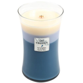 WoodWick Trilogy Beachfront Cottage - Beach Cottage scented candle with wooden wick and glass lid large 609.5 g