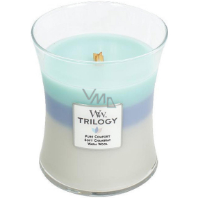 WoodWick Trilogy Woven Comforts - Warm comfort scented candle with wooden wick and lid glass medium 275 g