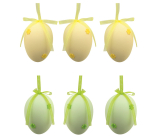 Plastic hanging eggs 5 cm, with a flower, 6 pieces in a bag