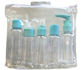 Travel set of containers in plastic packaging 5 x 80 ml