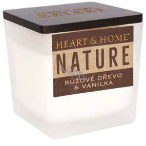 Heart & Home Nature Rose wood and vanilla scented candle small glass, burning time up to 20 hours 90 g