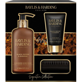 Baylis & Harding Men Black pepper and Ginseng hand soap 300 ml + hand balm 50 ml + nail brush, cosmetic set for men