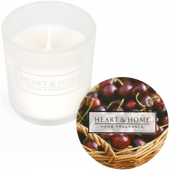Heart & Home Sweet cherries Soy scented votive candle in glass burning time up to 15 hours 5.8 x 5 cm