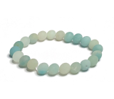 Amazonite blue matt bracelet elastic natural stone, ball 8 mm / 16-17 cm, stone of hope