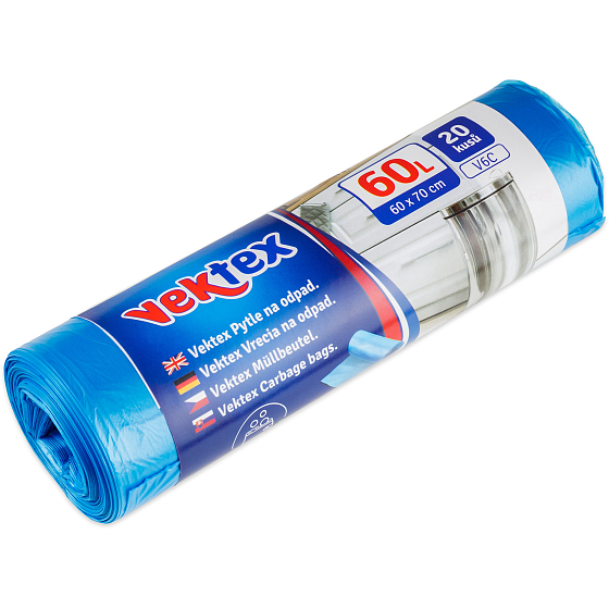 Vektex Waste bags blue 9 µ, 60 litres 60 x 70 cm 20 pieces